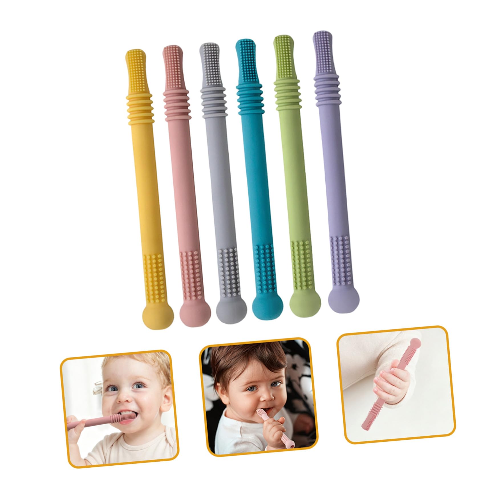 Giocattolo la Cura Sensibile Cannuccia in Silicone 6 Pezzi, Giocattoli lo Sviluppo Sensoriale e Riduzione del Disagio