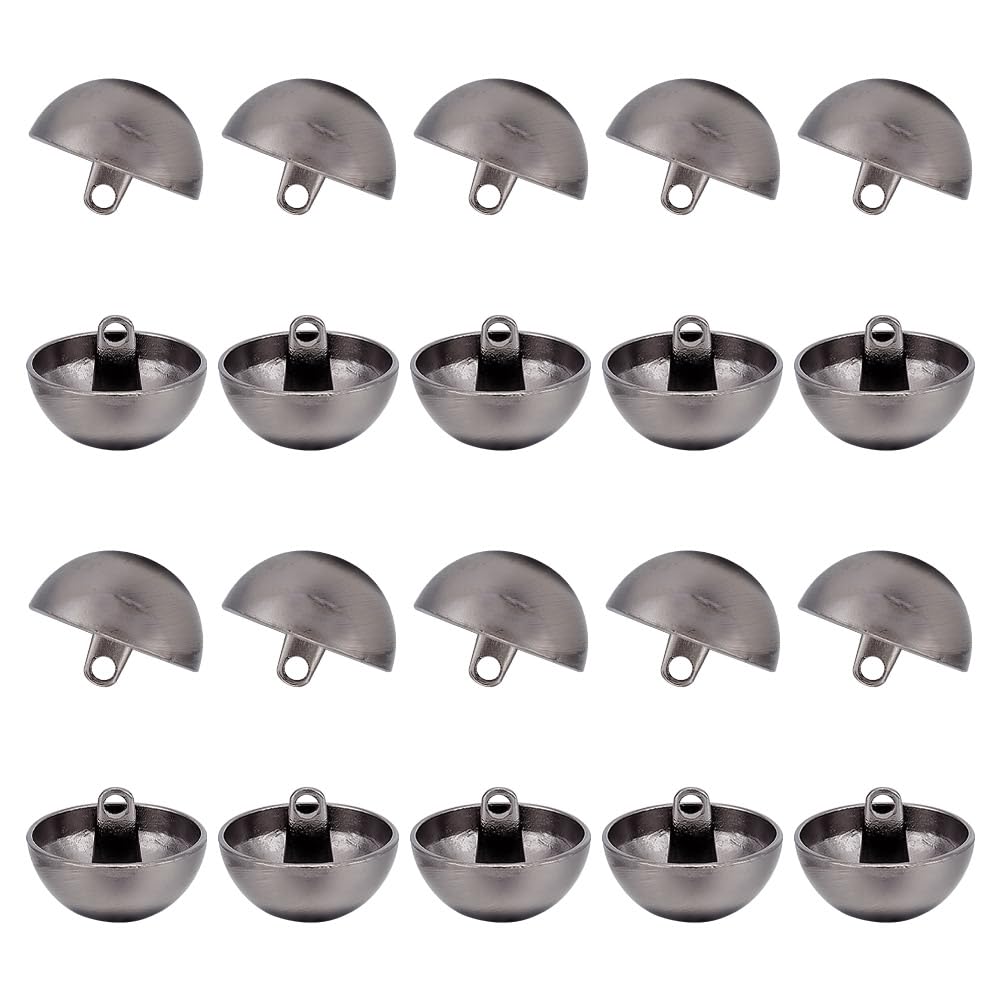 Boutons demi-ronds à tige UNICRAFTALE noirs en alliage pour couture et loisirs créatifs x20