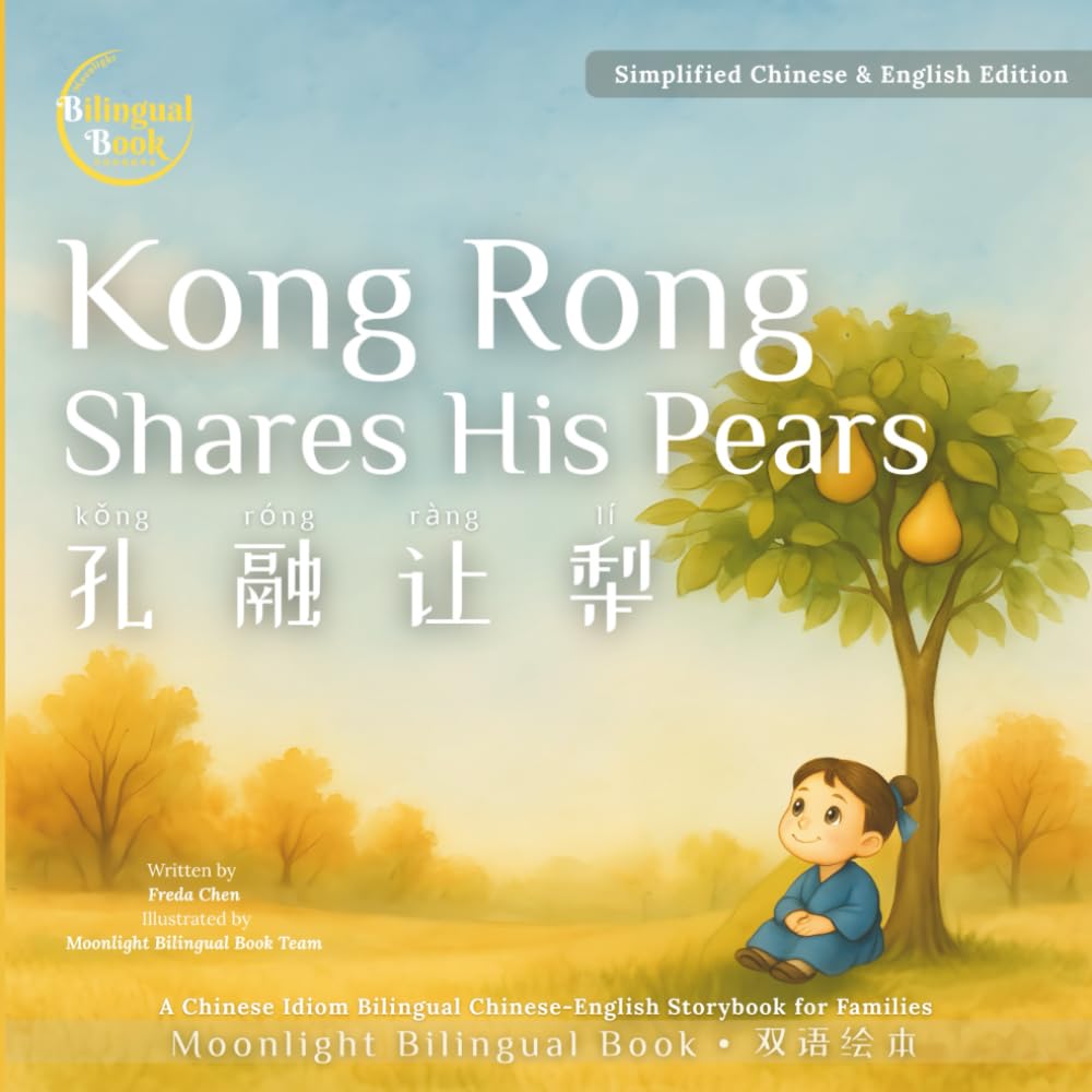 Kong Rong Shares His Pears: A Chinese Idiom Bilingual Simplified Chinese-English Storybook for Families (Moonlight Bilingual Stories｜月光双语故事书系列)