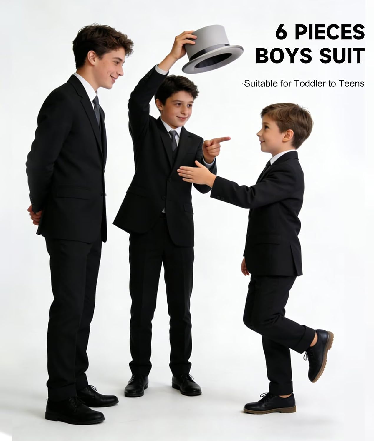 Boys Suits Wedding Ring Bearer Outfits Kids Dress Clothes Easter Prom Formal Tuxedo Suit Set with Bowtie,Tie