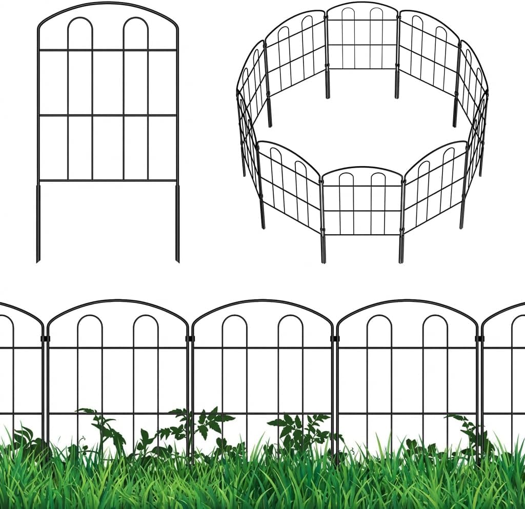 CADUKE 28 Pack Garden Fence Border, 24in(H) x 30ft(L) Metal Garden Fence, Rustproof No Dig Landscape Fence Panels, Arched Wire Flower Bed Fence, Animal Barrier for Dog Rabbit Yard Patio