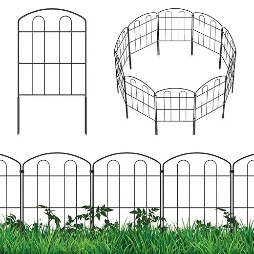 CADUKE 28 Pack Garden Fence Border, 24in(H) x 30ft(L) Metal Garden Fence, Rustproof No Dig Landscape Fence Panels, Arched Wire Flower Bed Fence, Animal Barrier for Dog Rabbit Yard Patio