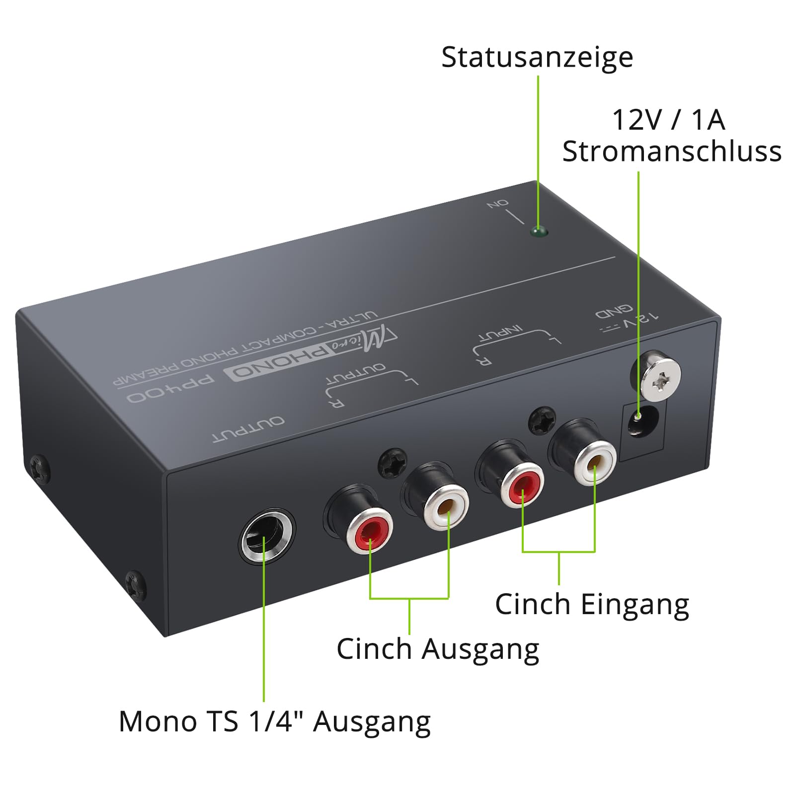 LiNKFOR Vorverstärker Phono-Vorverstärker für Plattenspieler Audiophiler Hochkompakt Phono mit Niveau Kontrollen Eingang & Ausgabe Schnittstellen