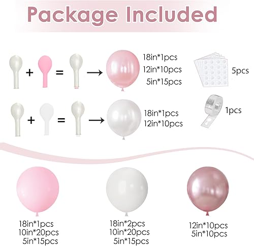 Miniatura 9 de Kit de guirnalda de globos de oro rosa, globos de confeti de oro rosa pastel, color rosa pastel metálico, globos blancos mate, globos de confeti de