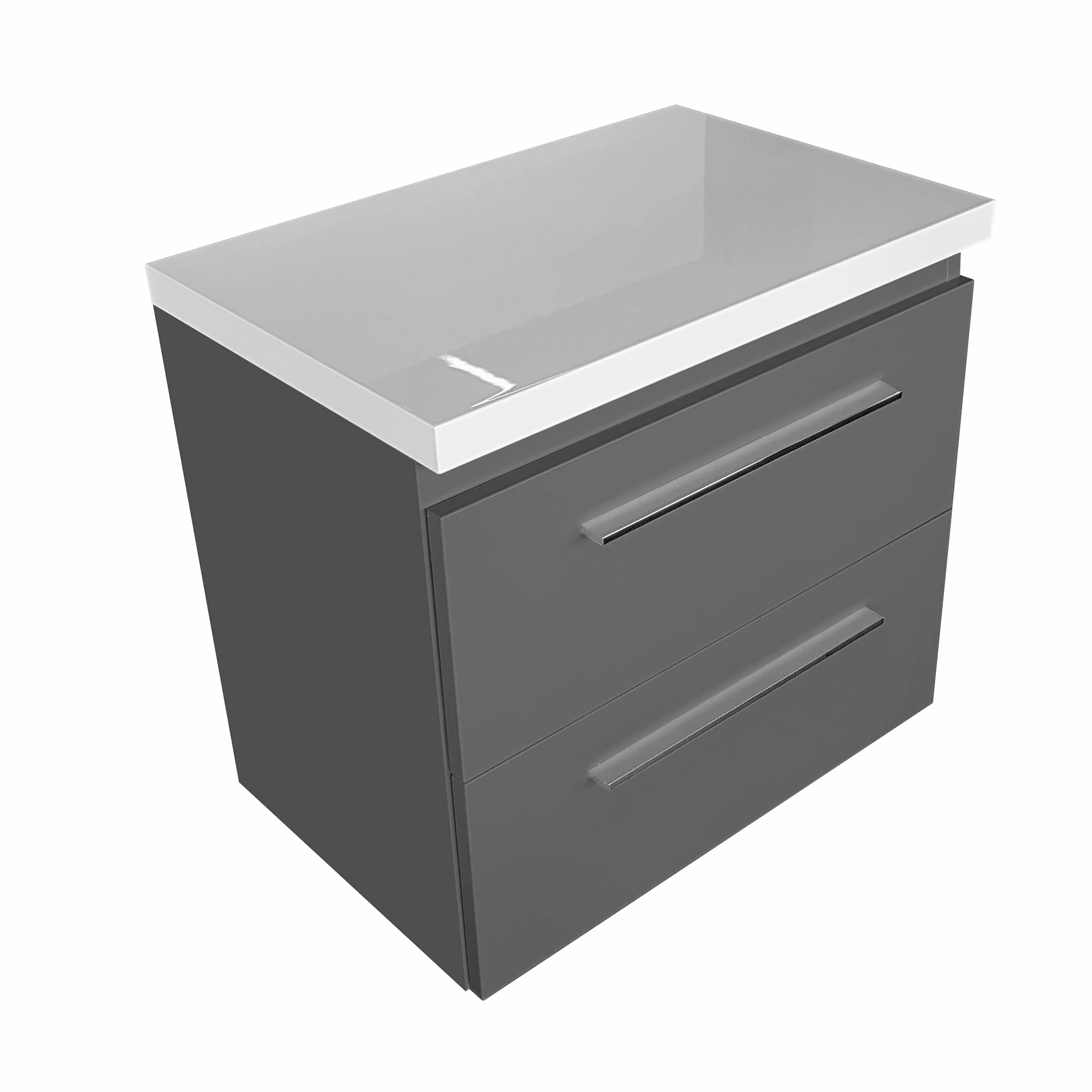 Mobile Bagno Con Lavabo IGA 80 Cm - Grigio, Ceramica, Con Mobiletto - Foto 3