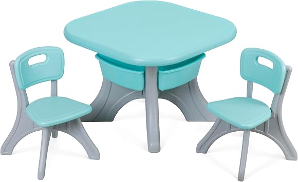 Nova Microdermabrasion Kids Table and 2 Chair Set, 3 in 1 Children Activity Table with Storage for Reading, Train, Art, Crafts