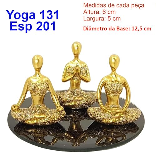Trio Decorativo Yoga com ou sem base em espelho Meditação Em Resina meditando posição enfeite rezand