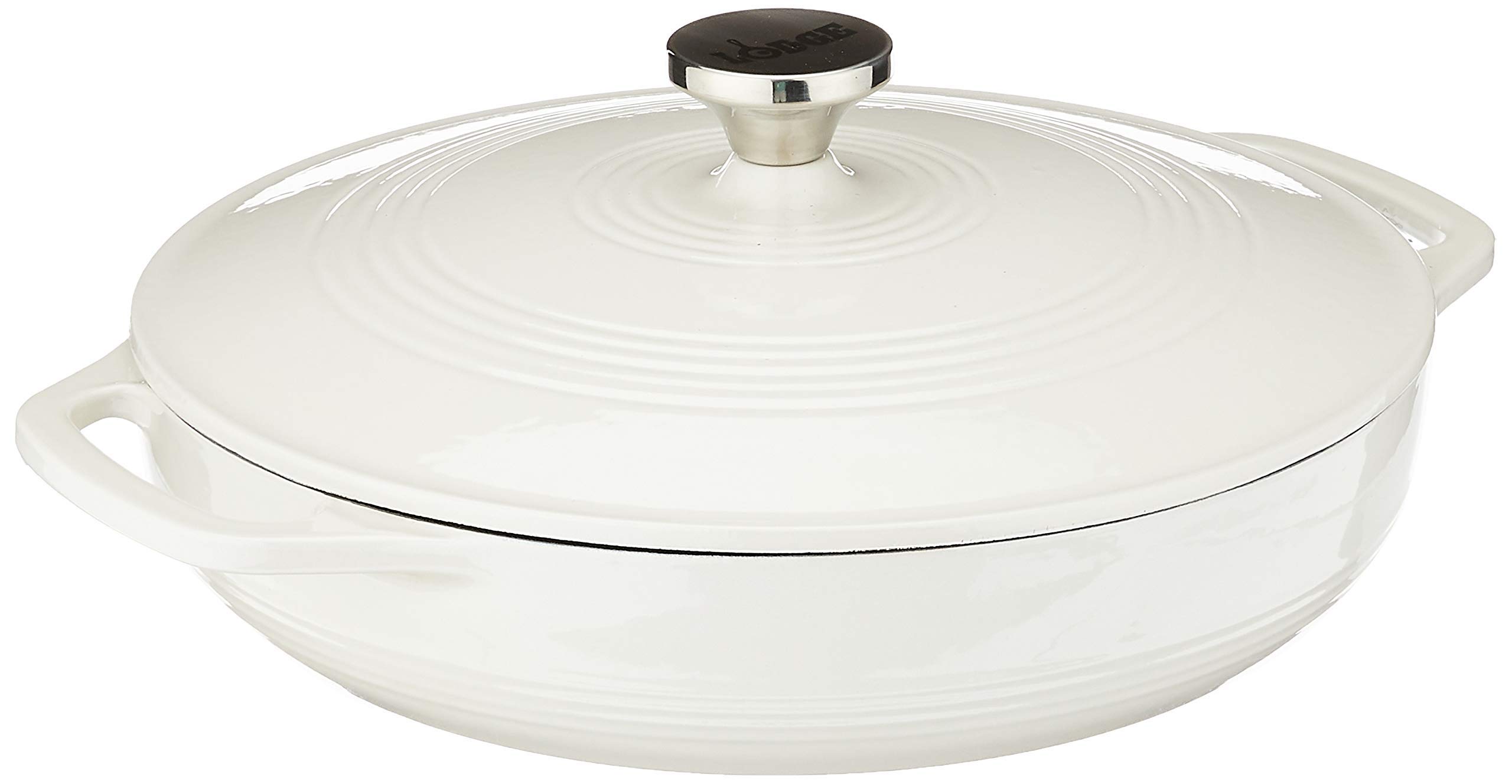 Lodge EC3CC13 Enameled Cast Iron Casserole, 3.6 Quart, White, 1 Piece