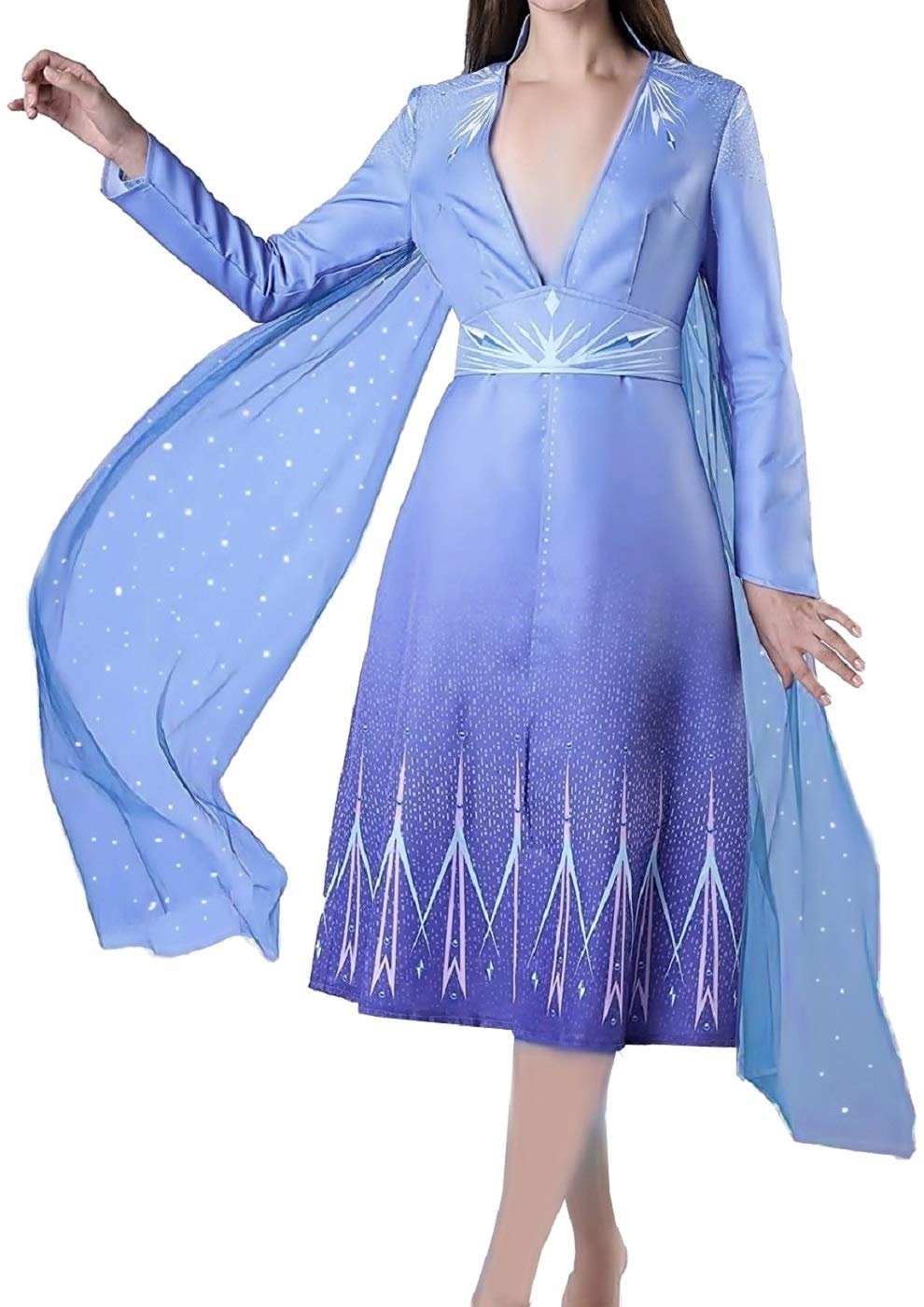 Kostium Elsa kobiety - dziewczynka - karnawał - przebranie dla dorosłych - Halloween - Deluxe - płaszcz - Boże Narodzenie - kreskówka - niebieski kolor - rozmiar L Cosplay