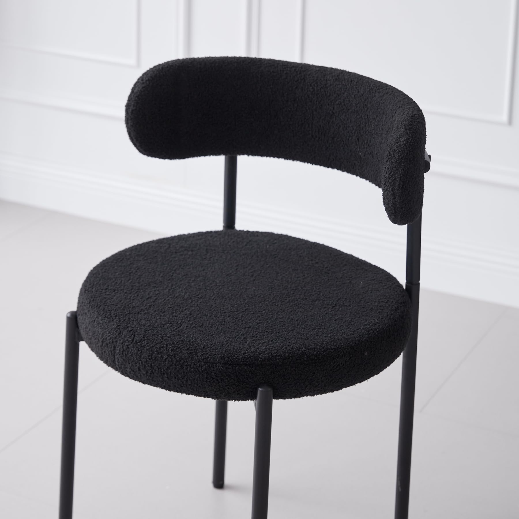 Essgruppe Set Tisch und Stühle, 100cm Runder Esstisch mit 4 Esszimmerstühlen, Tisch und 4 Stühle für Küche, Wohnzimmer, Balkon, Restaurant, Büro (Helle Holzfarbe+Schwarz)