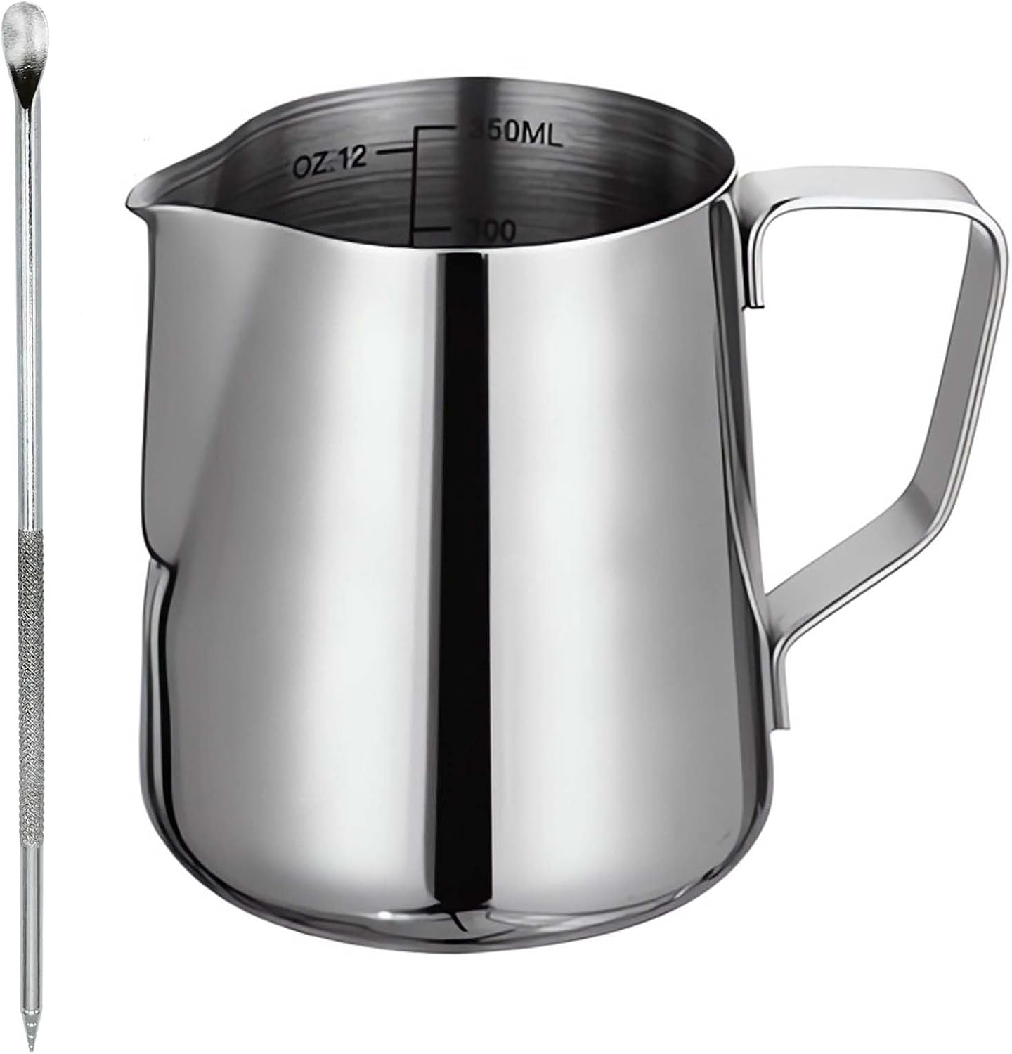 stainness steel milk frothing pitcher – 12 OZ Espresso Steaming Pitchers Cappuccino Coffee Machine Accessories Jug Cup With internal scale with Decorating Pen Latte Art