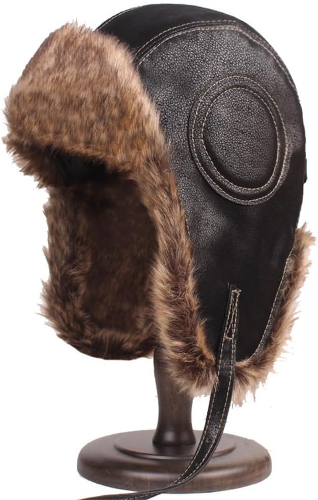 VIDI Leather Thickened Lei Feng Hat Men's Winter Warm Ear Protection
