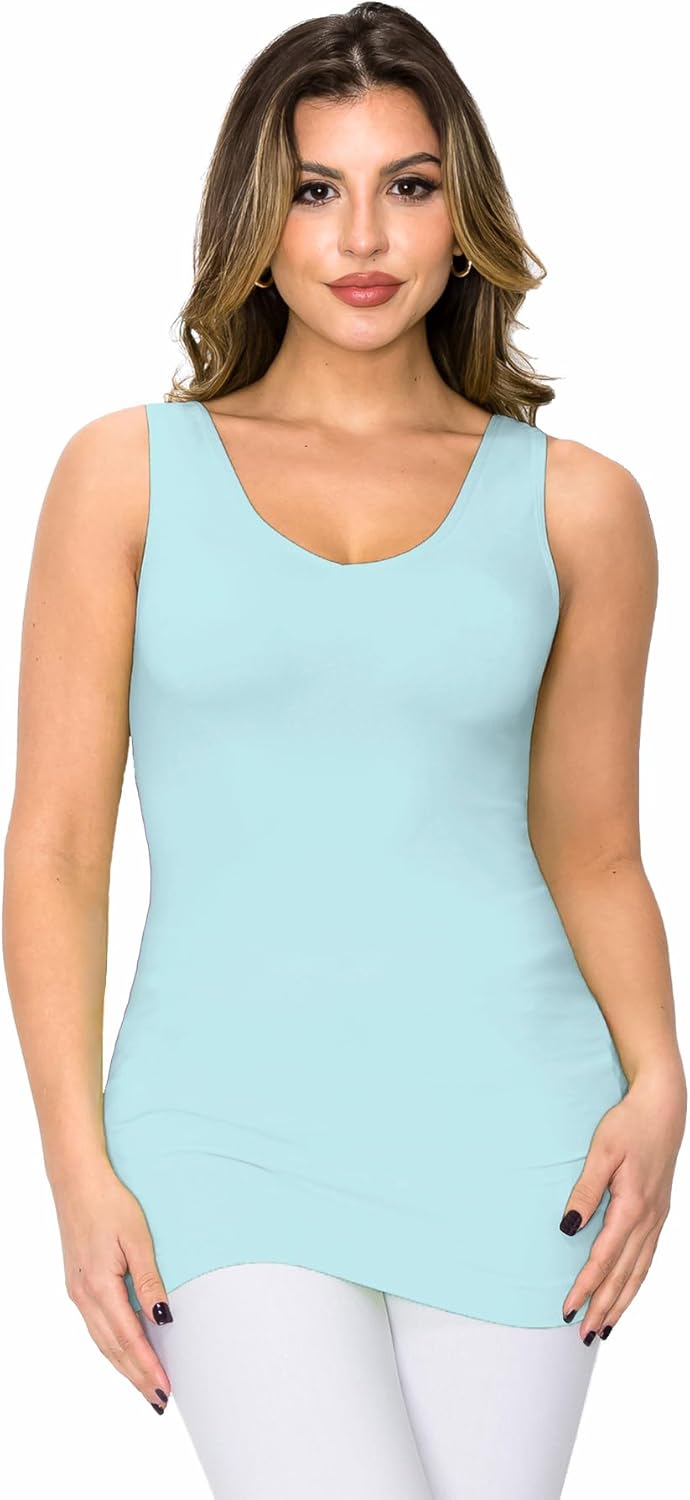 Prolific Health Womens Tank Top Reversible Seamless V Neck Many Colors Casual Fitted Summer Sleeveless