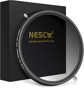 58mm True Color Variable ND Filter ND2-32 1-5 Stops & CPL Circular Polarizers Filter 2-in-1, 30 Layer Nano Coated Camera Lens Filter Ultra White Optical Glass Scratch Resistant