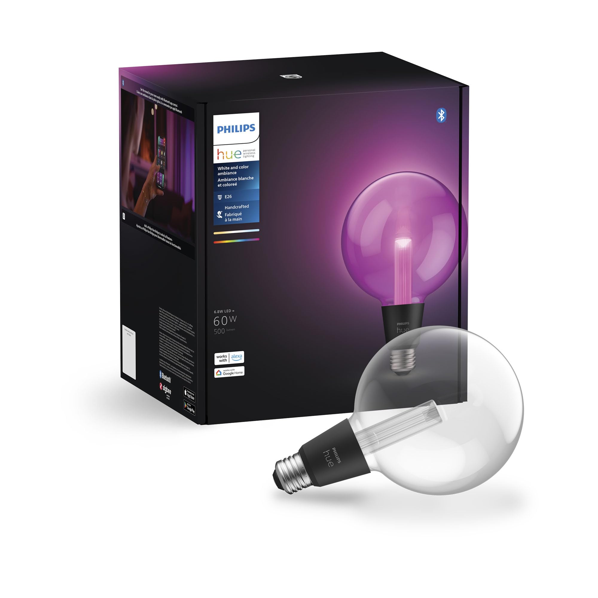 Amazon.com: Philips Hue Lightguide G40 Large Globe Smart LED Bulb