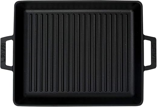 Cast Iron Grill Pan with Lava Metal Handle, 26x32 cm, Black