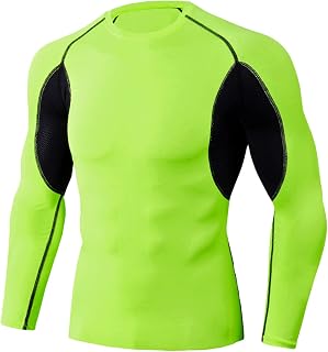 kewing Mens Shirts UV Rash Guards Long Sleeves Quick Dry Stretch Compression Shirt Training Fitness Cycling Jersey