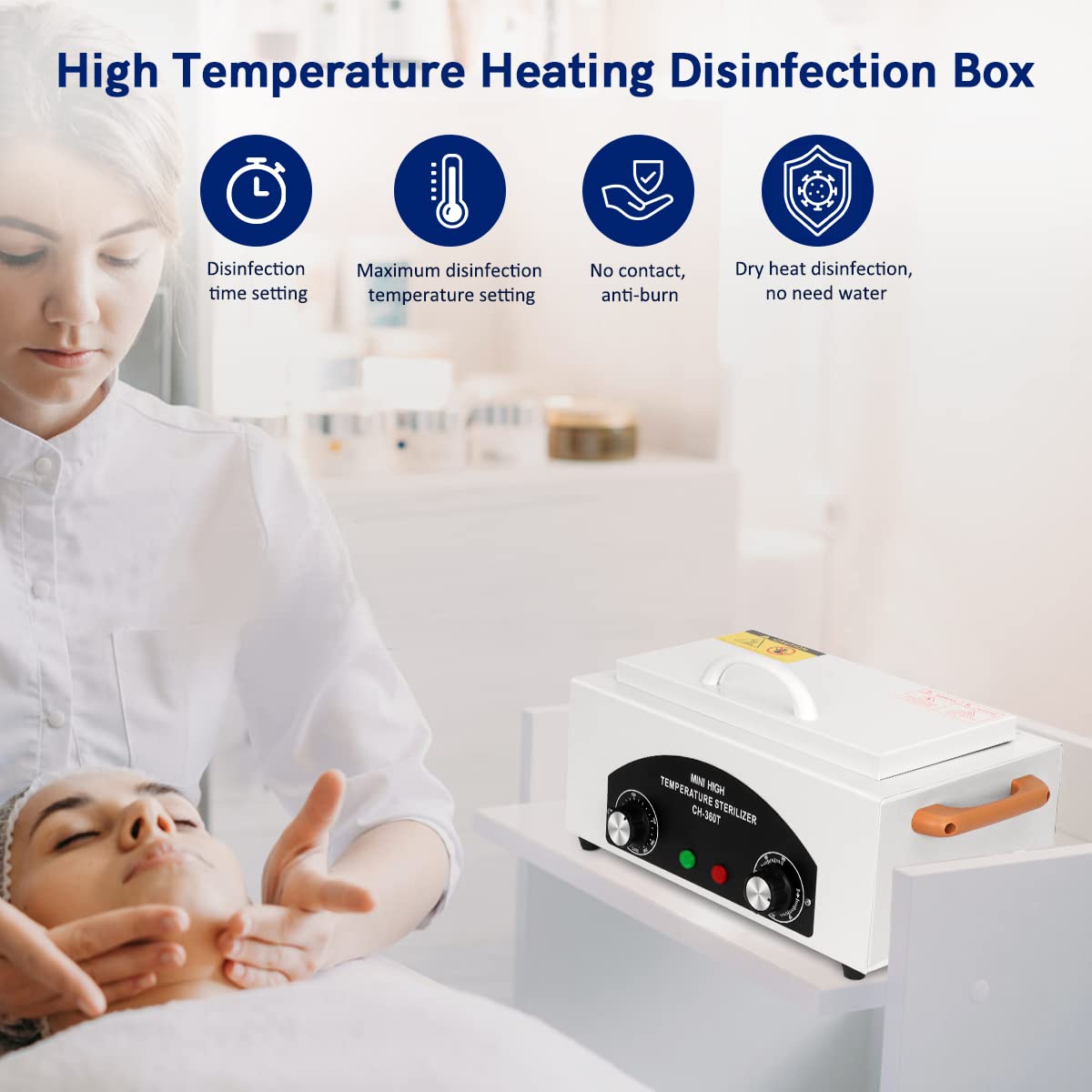 Xverycan 300W Esterilizador de Aire Caliente Desinfección, 200℃ Esterilizador de Calor Seco de Alta Temperatura, Esterilizadores Pequeños para Herramientas de Uñas, Herramientas Cosméticas