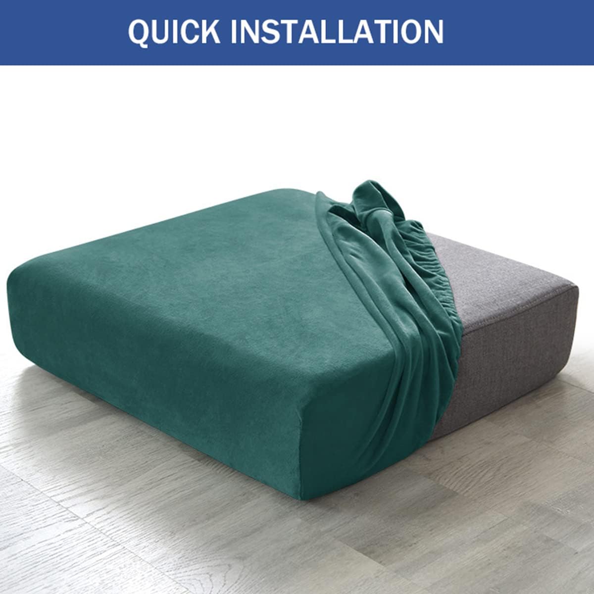 SPOUR ベルベットクッションカバー ストレッチカウチクッションカバー 椅子用 ラブシートソファ家具プロテクター ネイビーブルー