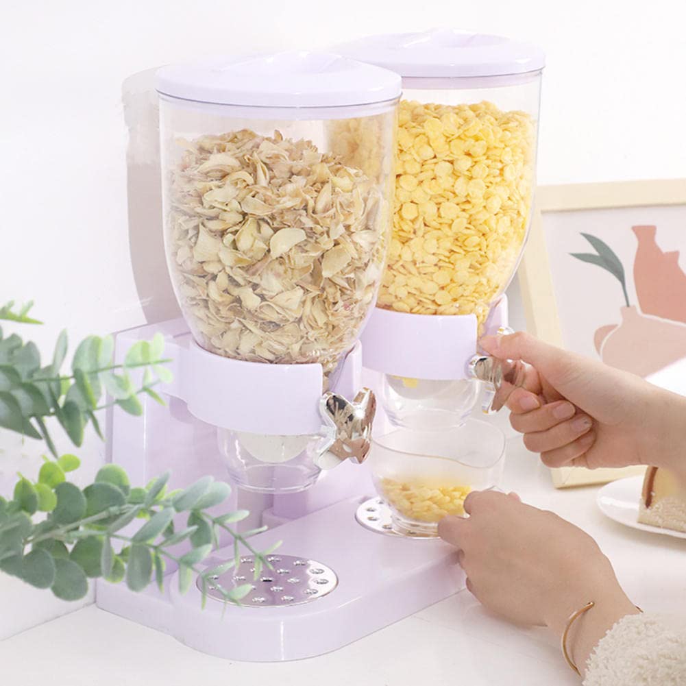 Dispensador de cereales Dispensador de alimentos secos Encimera Cocina Dispensador de alimentos secos indispensable Cromado Peso único y control doble Desayuno Cereal Avena Arroz Cubo Almacenamiento