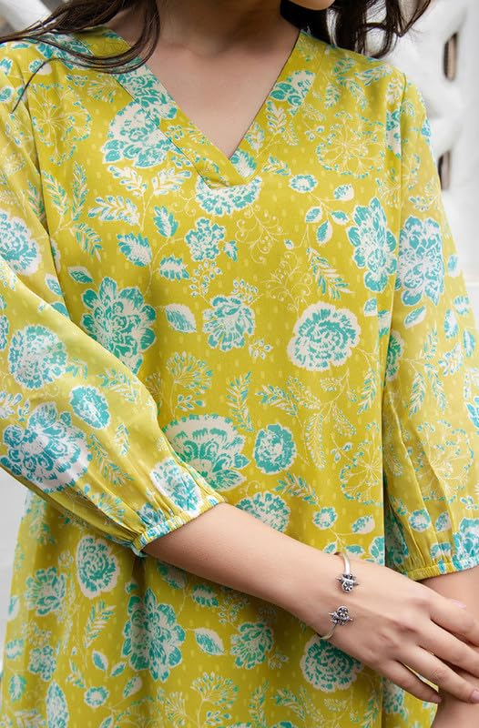 Image of Janasya Women's Georgette Floral Regular Tunic