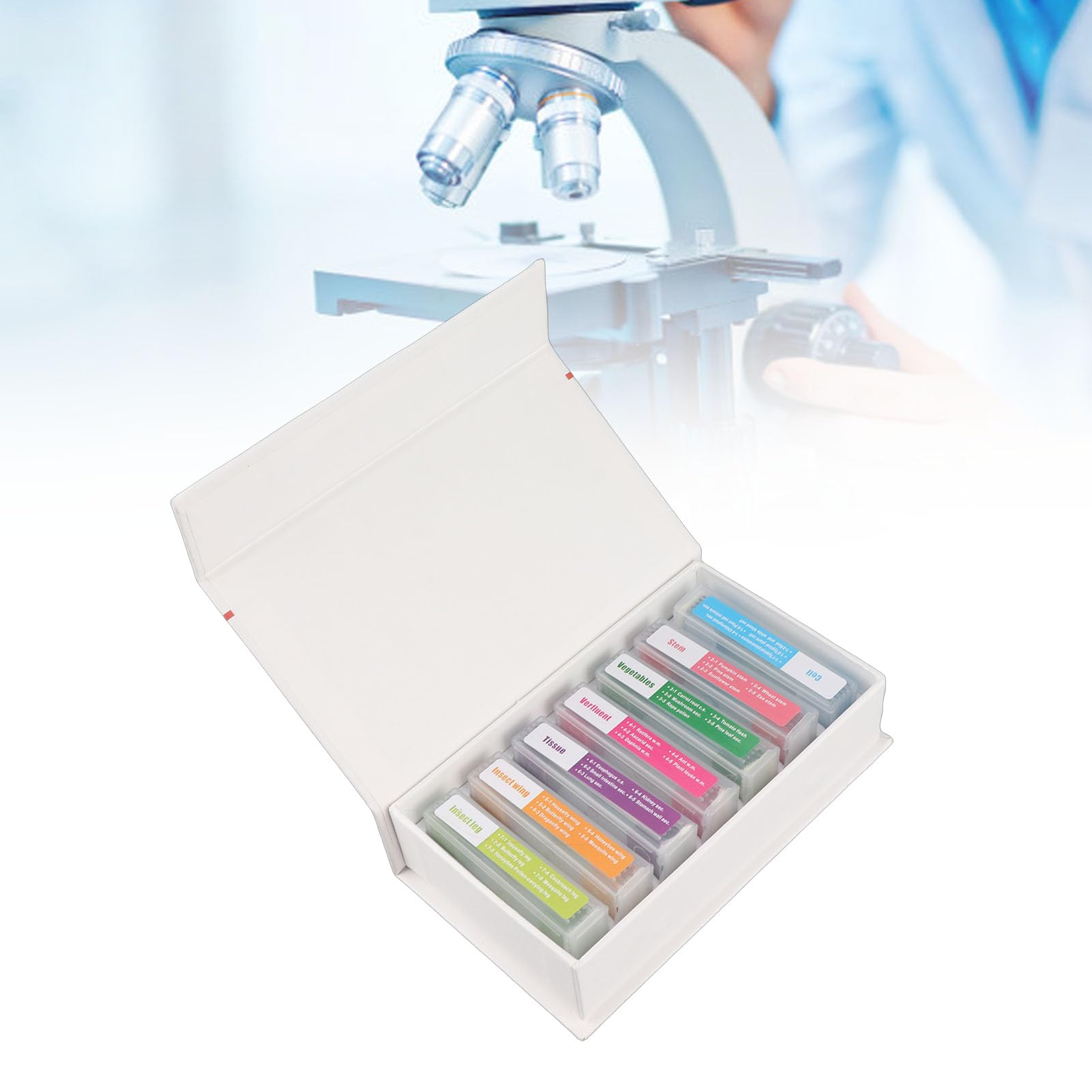 35pcs préparé ensemble de lames de microscope, spécimens de laboratoire de lames de microscope préparé en verre de biologie réglés pour l'enseignement des sciences biologiques de base