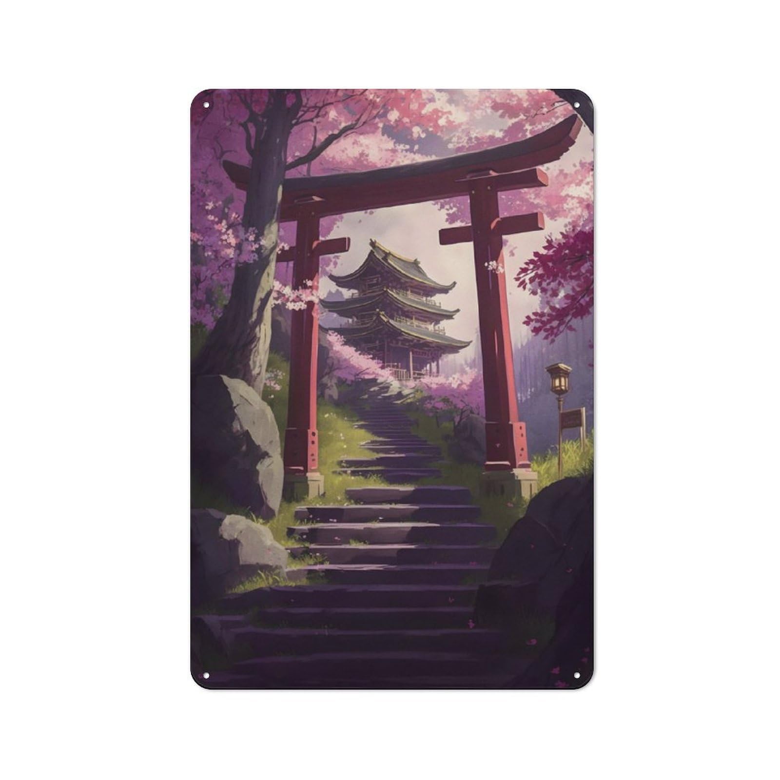Junmoney The Stairs To The Pagoda Rustic Tin Sign 30X20cm For Living Room Or Hallway, A Metal Wall Feature For Living Rooms And Hallways