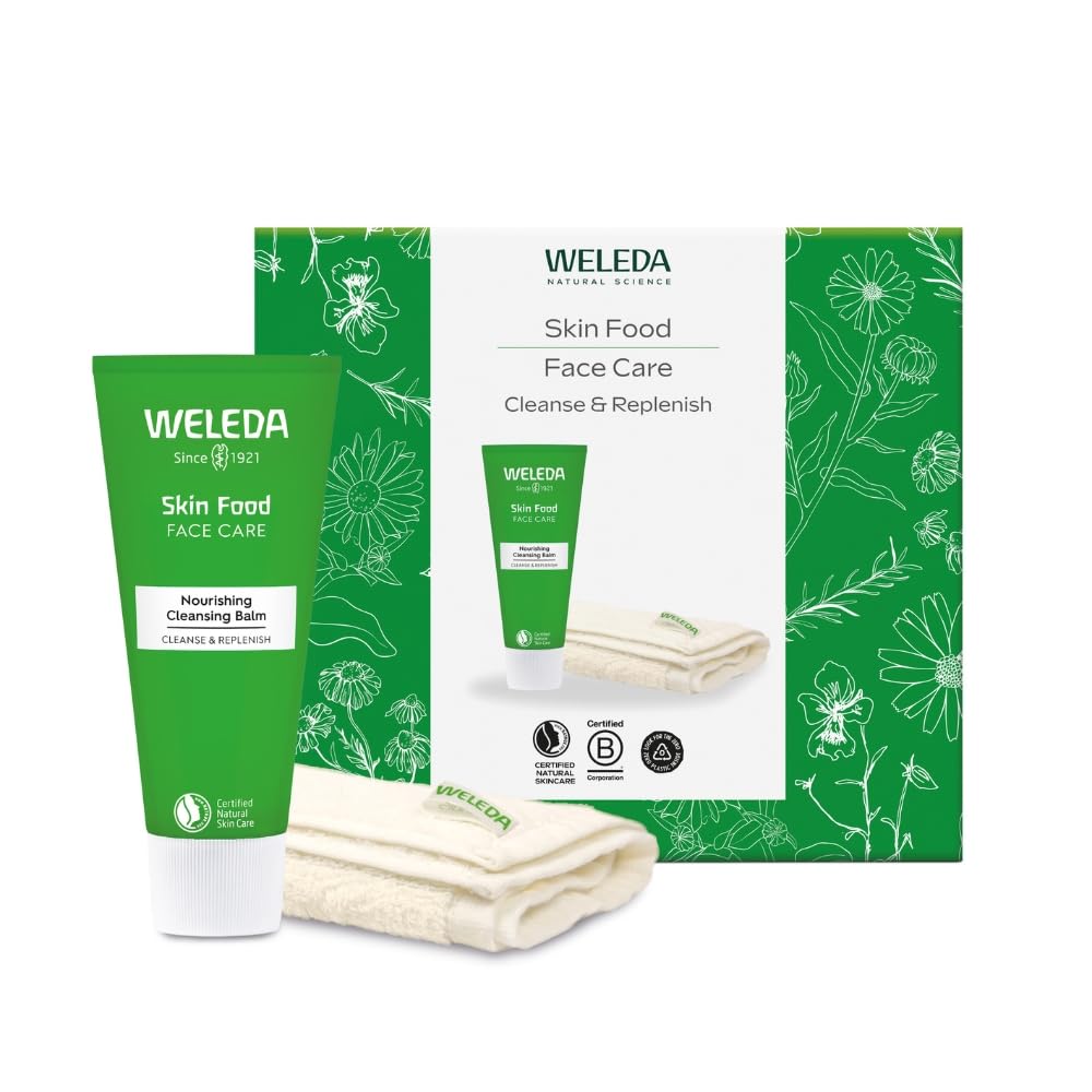 Skin Food Face Care Gift Set, 2in1 Skin Care Set - Skin Food Cleansing Balm, Daily Cleansing Ritual Card & Wash Cloth, for Women & Men, 100% Certified Natural, Organic