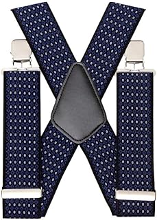 Generic Heavy Duty Men Trousers Wide Braces with 4 Strong Clips 50 mm X Style Suspenders Belts - Black