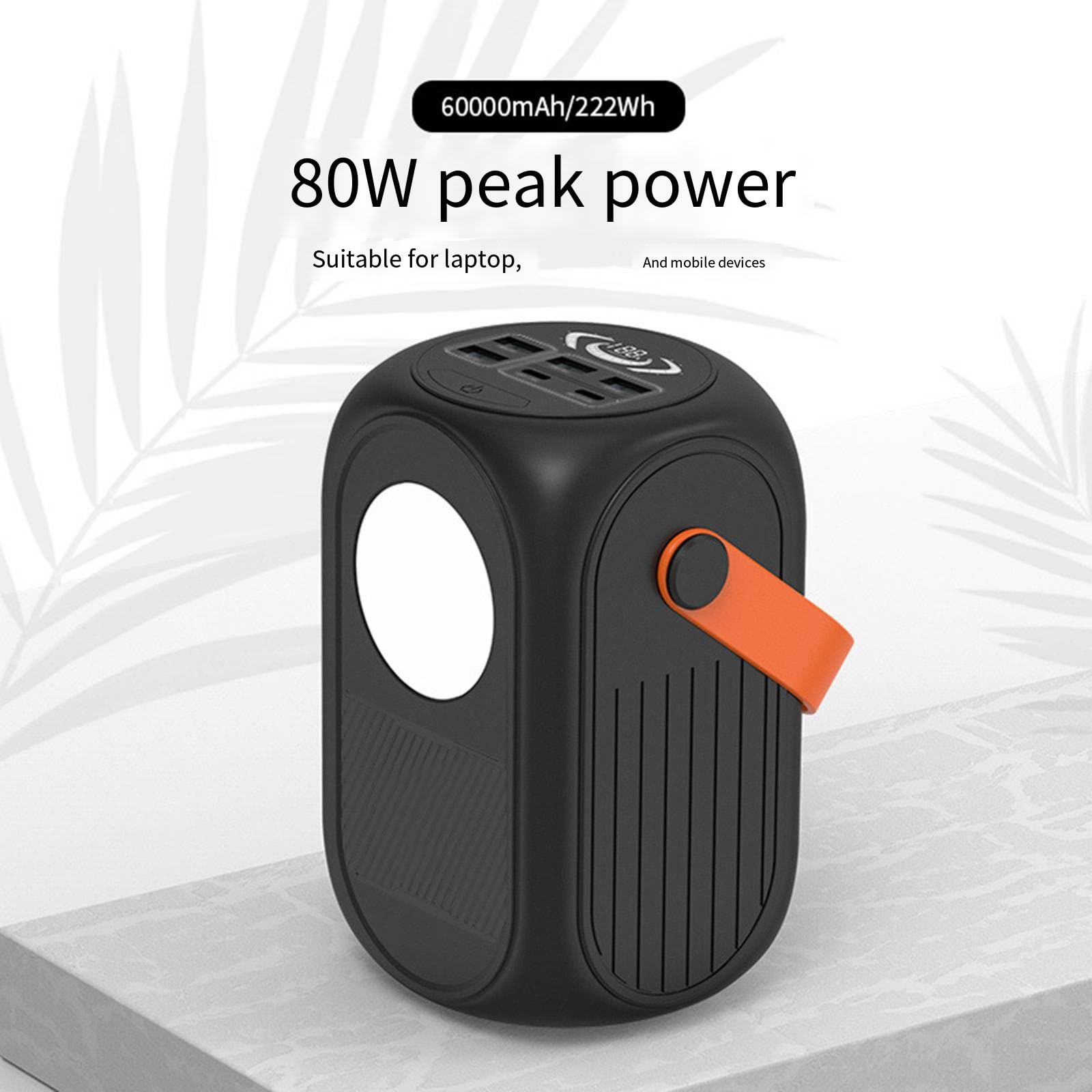 Tesoro di Ricarica Portatile Multifunzionale, Alimentatore Mobile ad Alta Potenza da 80 W 60.000 mAh per Fornire Alimentazione affidabile per la Tua Attrezzatura,Black