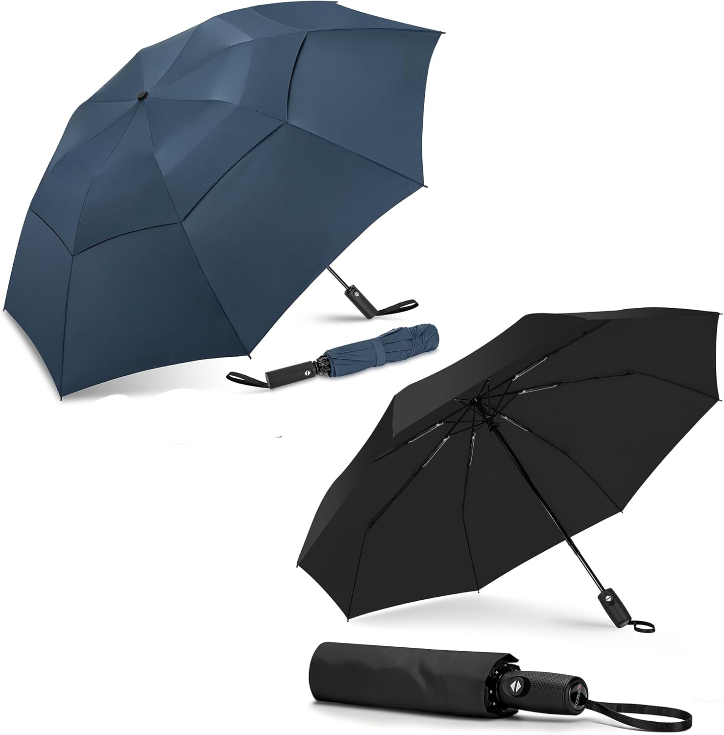 ZOMAKE Compact Golf Umbrella - 42/54 Inch Large Umbrellas for Rain Windproof Waterproof XL Umbrellas Heavy Duty Automatic Oversized Collapsible Umbrella for Women Men(Navy blue&Black)