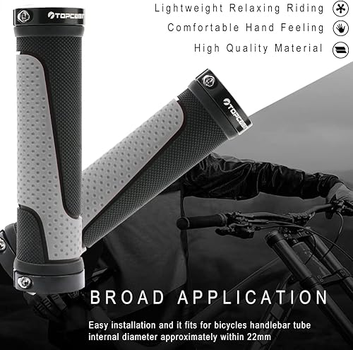 Vista 83 de Puños de manillar de bicicleta de doble bloqueo - Puños cómodos de goma para bicicleta de montaña BMX (Enchufe de bloqueo de aluminio+empuñaduras)