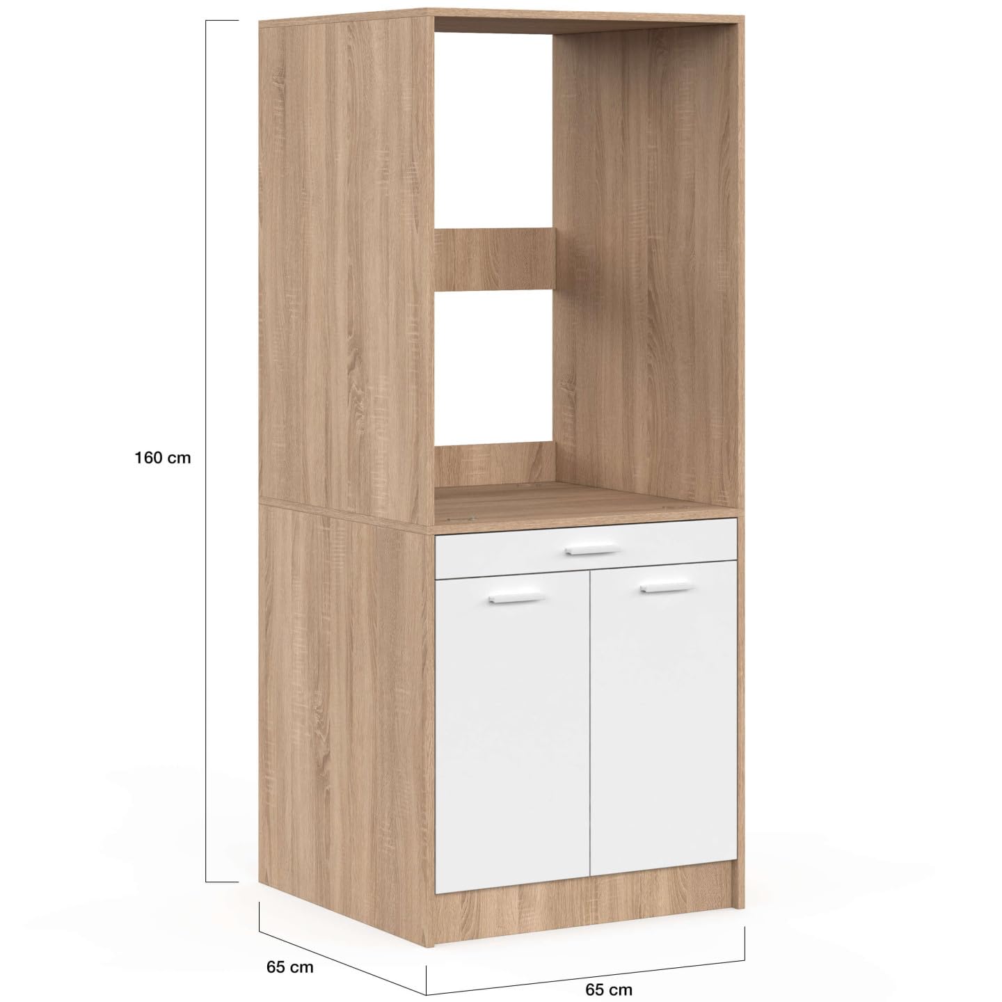 IDMarket - Waschmaschinen- oder Wäschetrockner-Unterbau Wallis mit ausziehbarer Ablage für den Wäschekorb und Schrank in Holz und Weiß