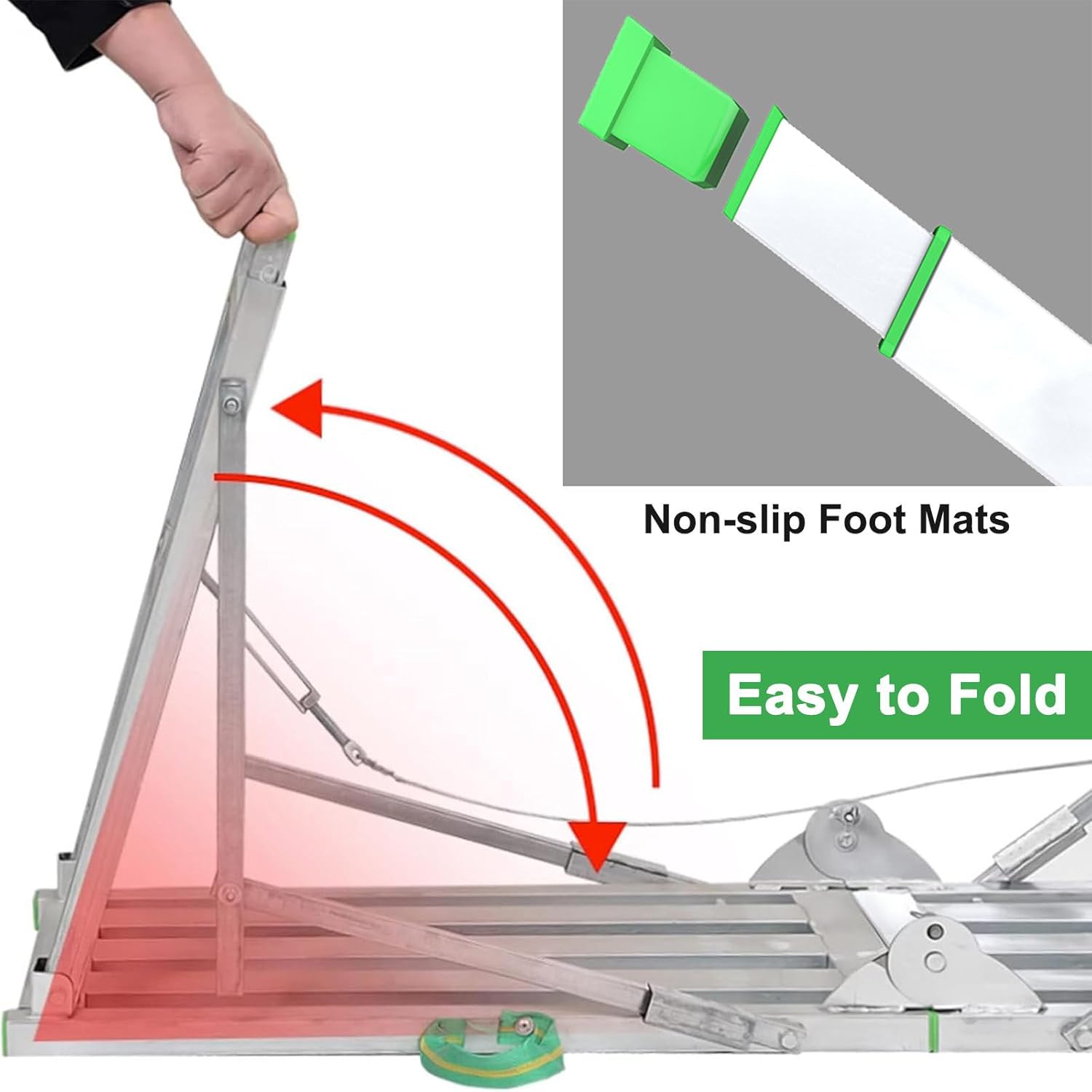 Scaffolding Platform, Adjustable Height Step Ladder Work Platform, Portable Folding Scaffolding with Non-Slip Feet, 400kg/881 lbs Load,120cm/4ft
