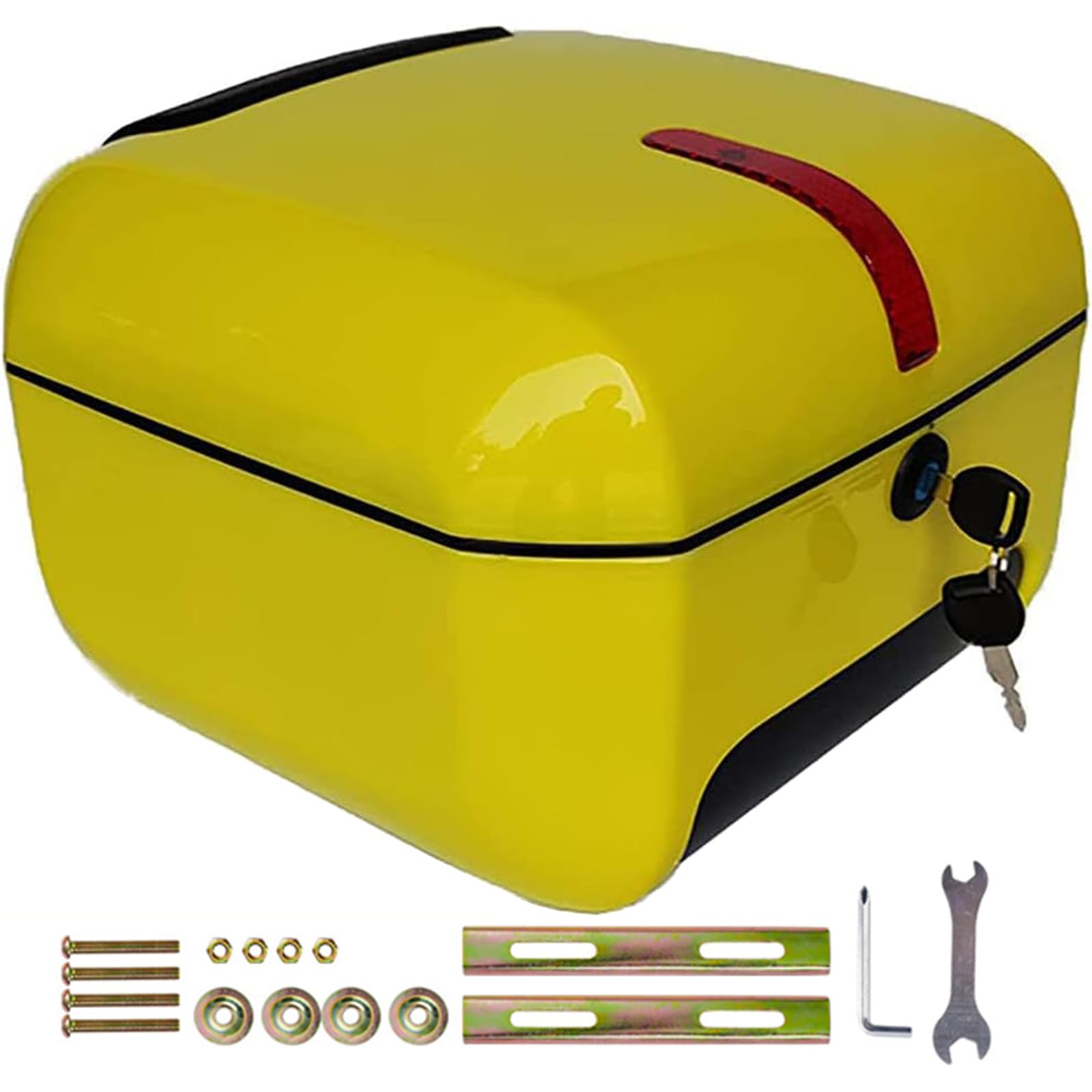 Coffre de moto universel 28L jaune | Top case pour casque de scooter