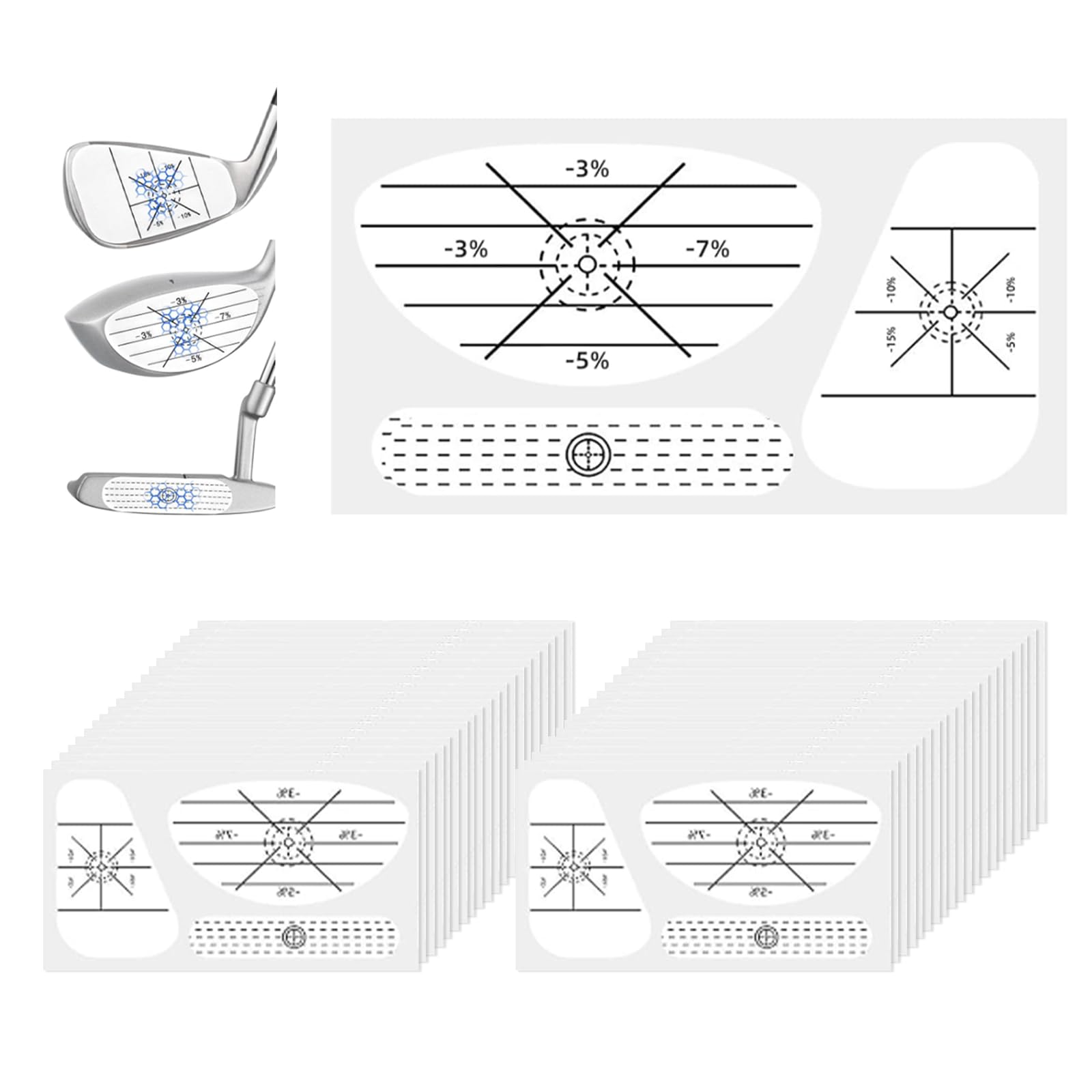 flintronic Golf Impact Tape, 120PCS Self-Teaching Sweet Spot and Shot Consistency Analysis, Golf Club Face Stickers for Woods Irons and Putters, Improve Swing Accuracy & Distance