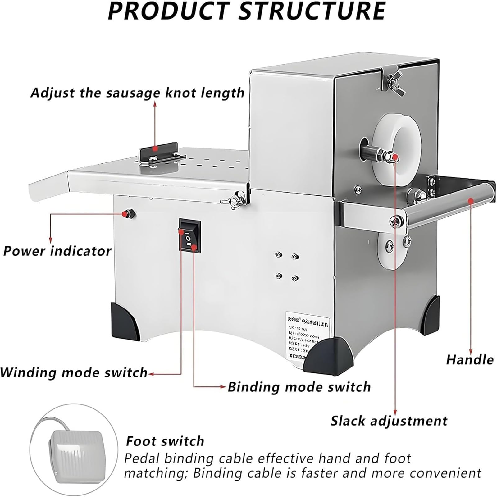 Macchina automatica per linker per salsicce per involucri da 50 mm, ideale per macellerie, supermercati, piccole imprese e produzione alimentare professionale