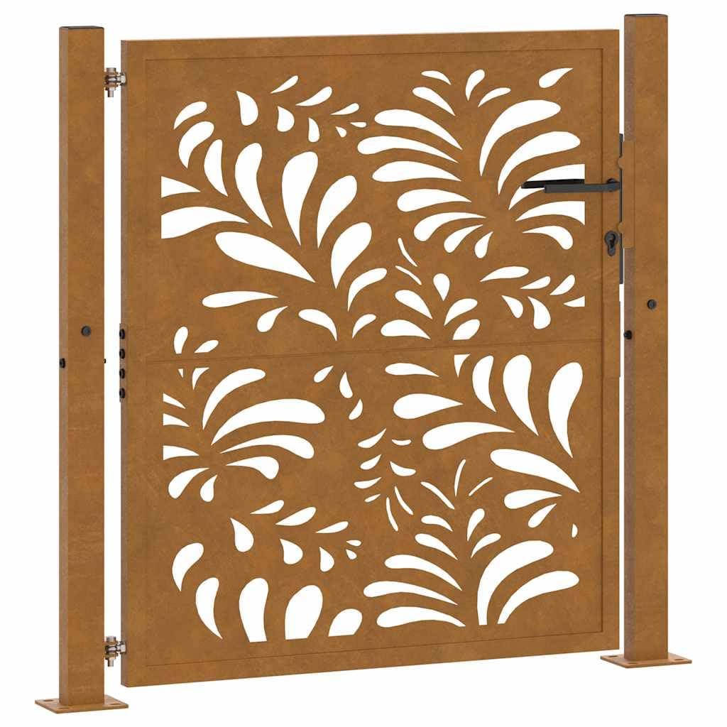 vidaXL Porte Jardin Acier résistant aux intempéries Conception Vague, Porte de clôture, Porte extérieure, Porte en métal, Porte de sécurité