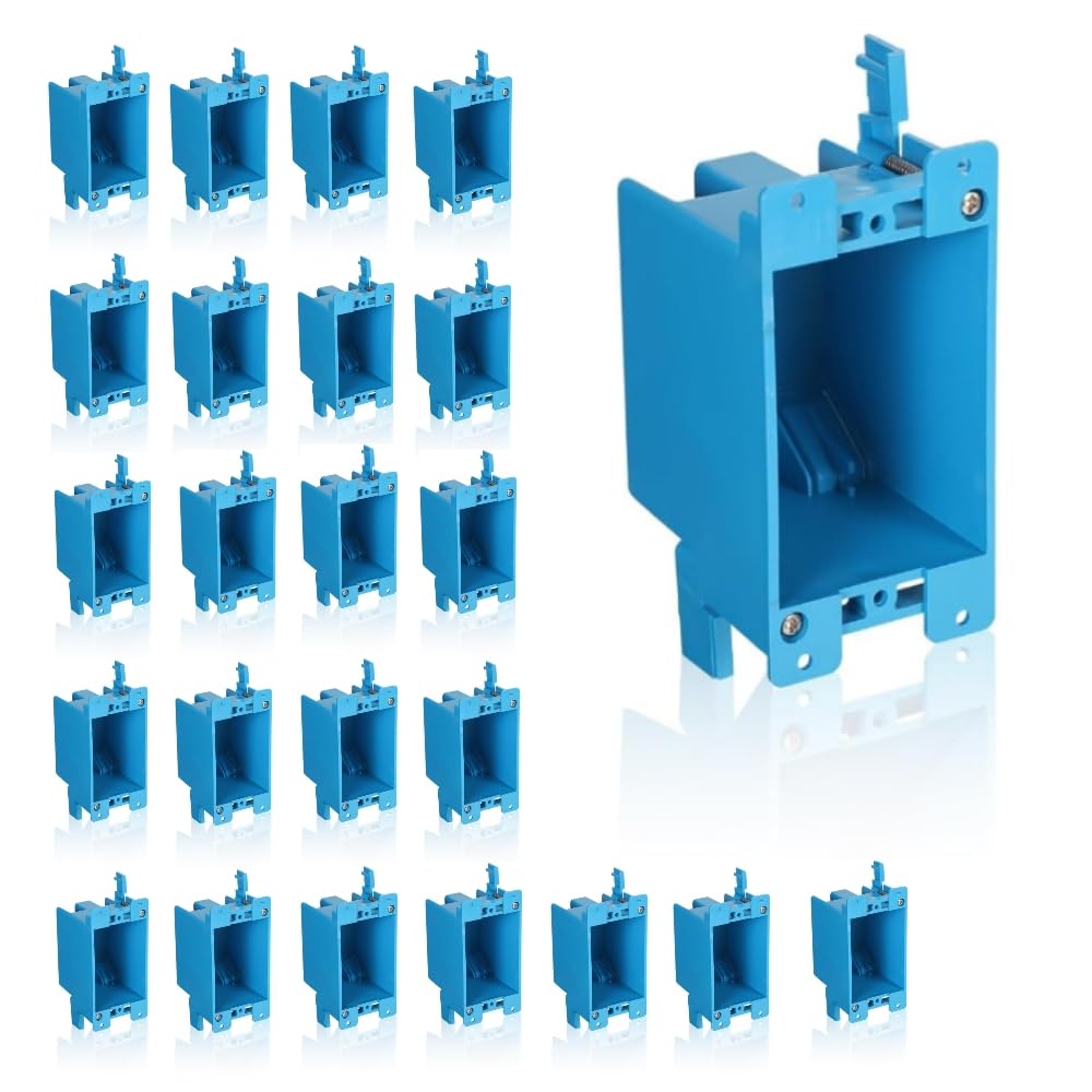 24 Pack 1-Gang Old Work Retrofit Electrical Box, 14 Cu. in. PVC Junction Box, for Wall Switch/Outlet Installation, Easy Mounting for Construction and Renovation