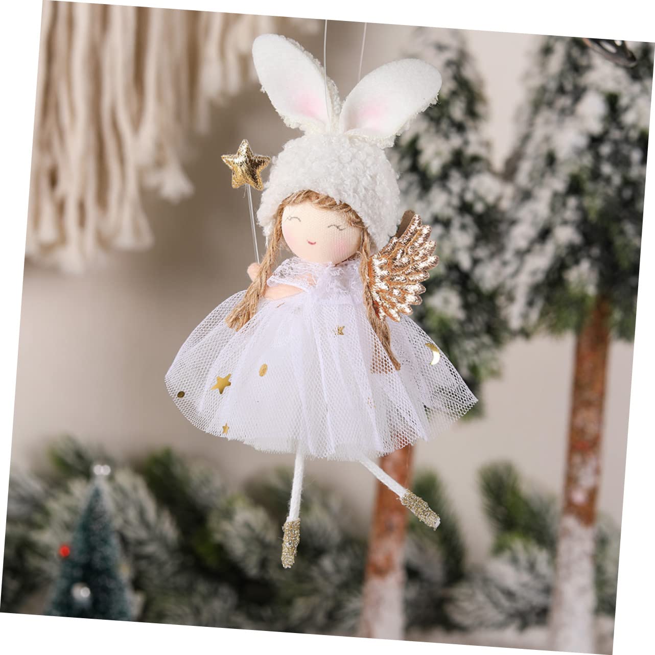 2pièces Lot de Ornements Ange Noël Suspendus Jupe Tulle Décorations Arbre Noël Incassables Ambiance Festive pour Maison Et Fêtes De Mariage