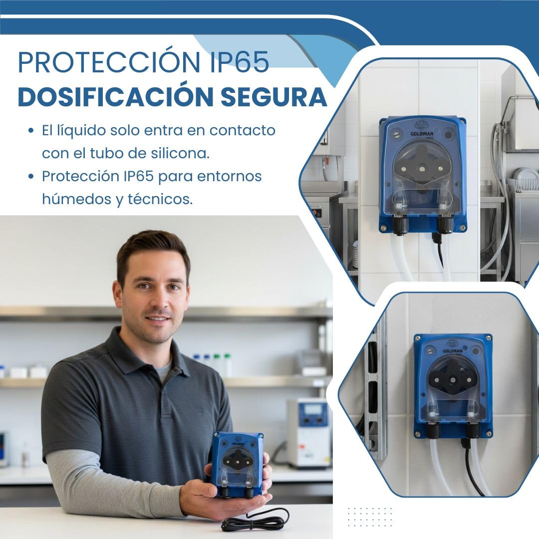 GOLDMAN SERVICE Bomba Peristáltica Dosificadora 120 ml/min IP65 5W Montaje en Pared