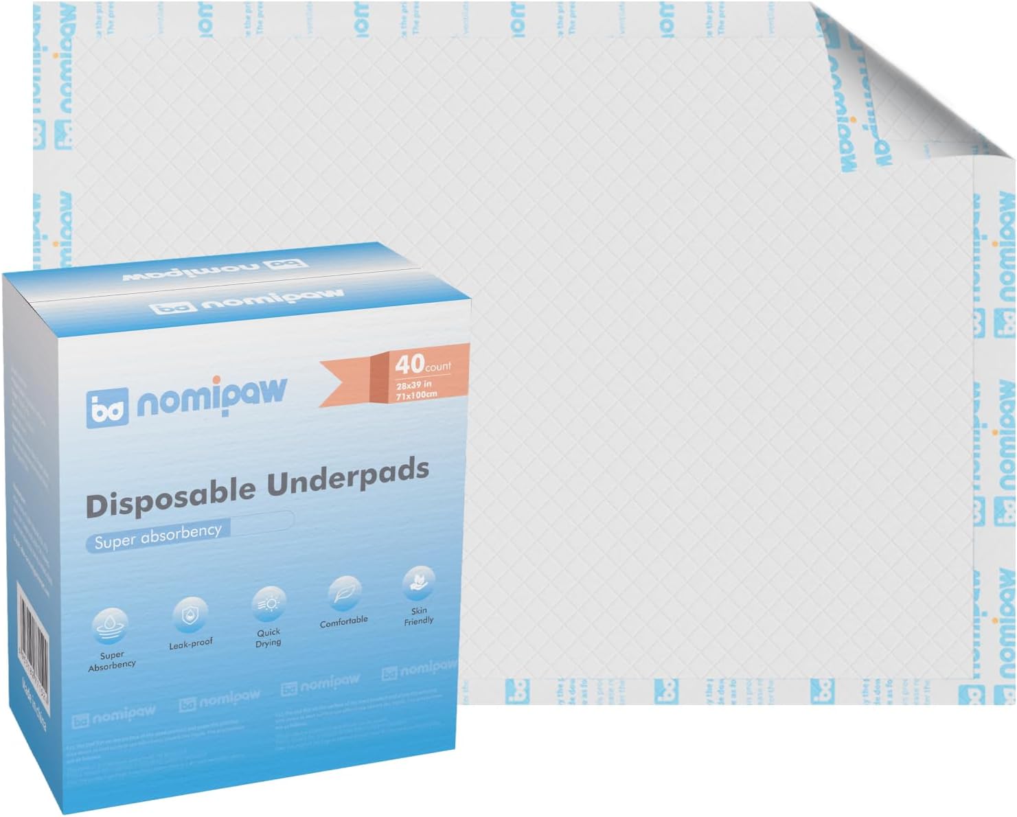 Disposable Leakproof Absorbency Underpads, 28"x39" Large Incontinence Pads with Quick Drying for Baby, Adults, Puppy, Dog Bed Pee Pads, 25 Count