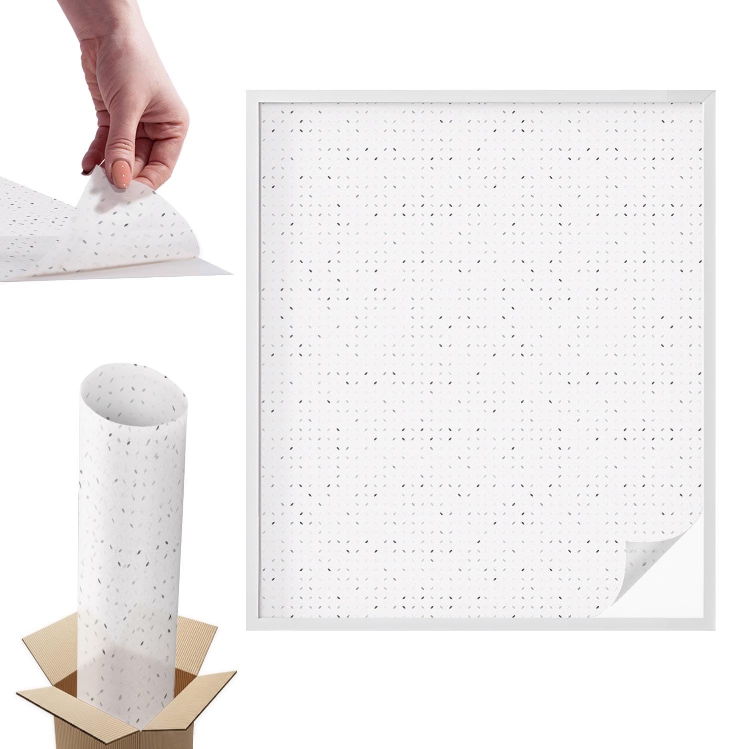 Film vitrail adhésif occultant 100x116 pour vitrage intérieur motif points minimalistes