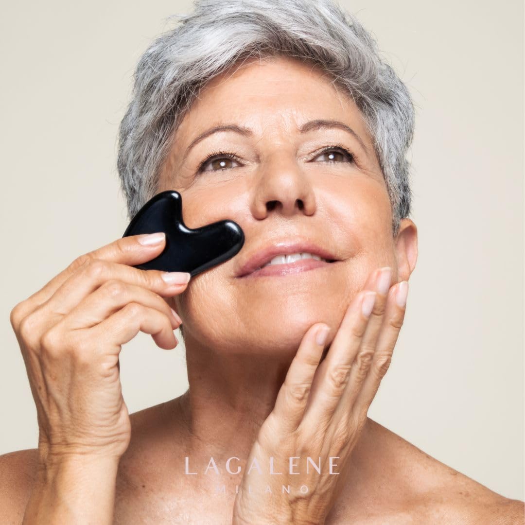 Lagalene Milano Pietra Ossidiana per il Massaggio Facciale, Azione Anti-age, Levigante, Rigenerante, Drenante, Relax e Benessere sulla Psiche