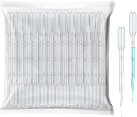Premium 3ml Transfer Pipettes(Pack of 100Pcs), Clear Plastic Graduated Dropper with 0.5ml Markings, Strong Suction Laborat...
