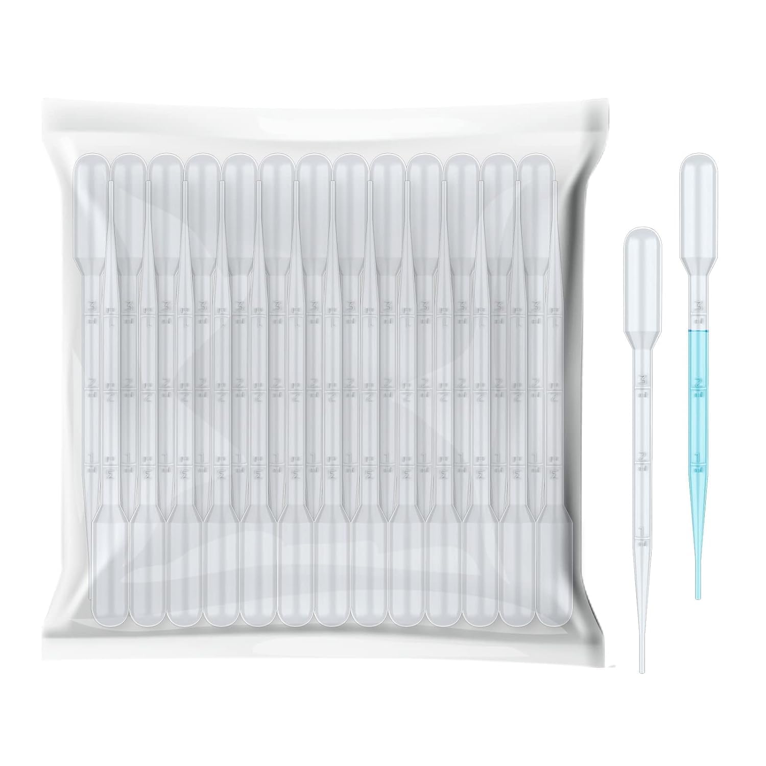 Premium 3ml Transfer Pipettes(Pack of 100Pcs), Clear Plastic Graduated Dropper with 0.5ml Markings, Strong Suction Laborat...