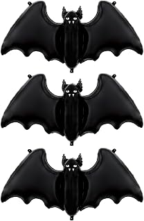 ACAN Tradineur - Pack de 4 Globos en forma de murcielago -Ideal para decoración de Halloween - 84 x 63 cm - Color Negro