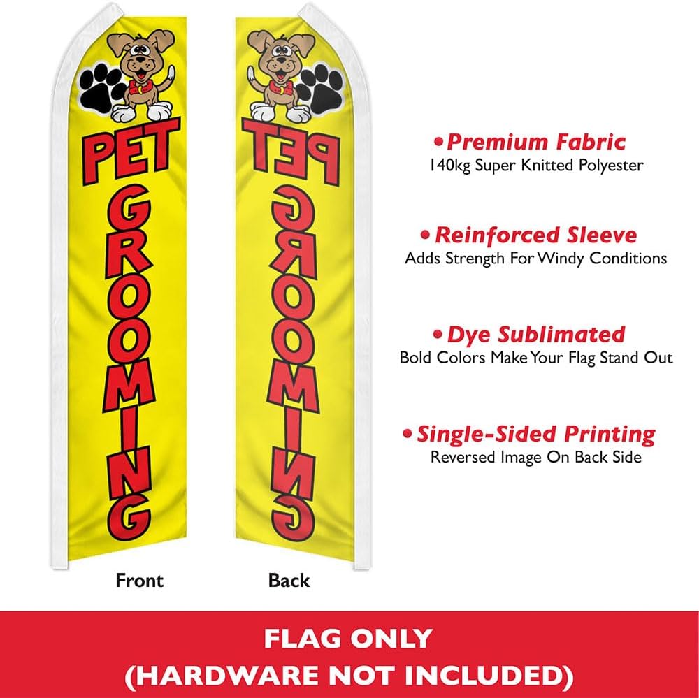 Infinity Republic Pet Grooming Swooper Feather Flags - 138" x 30" - Perfect for Pet Stores and Groomers