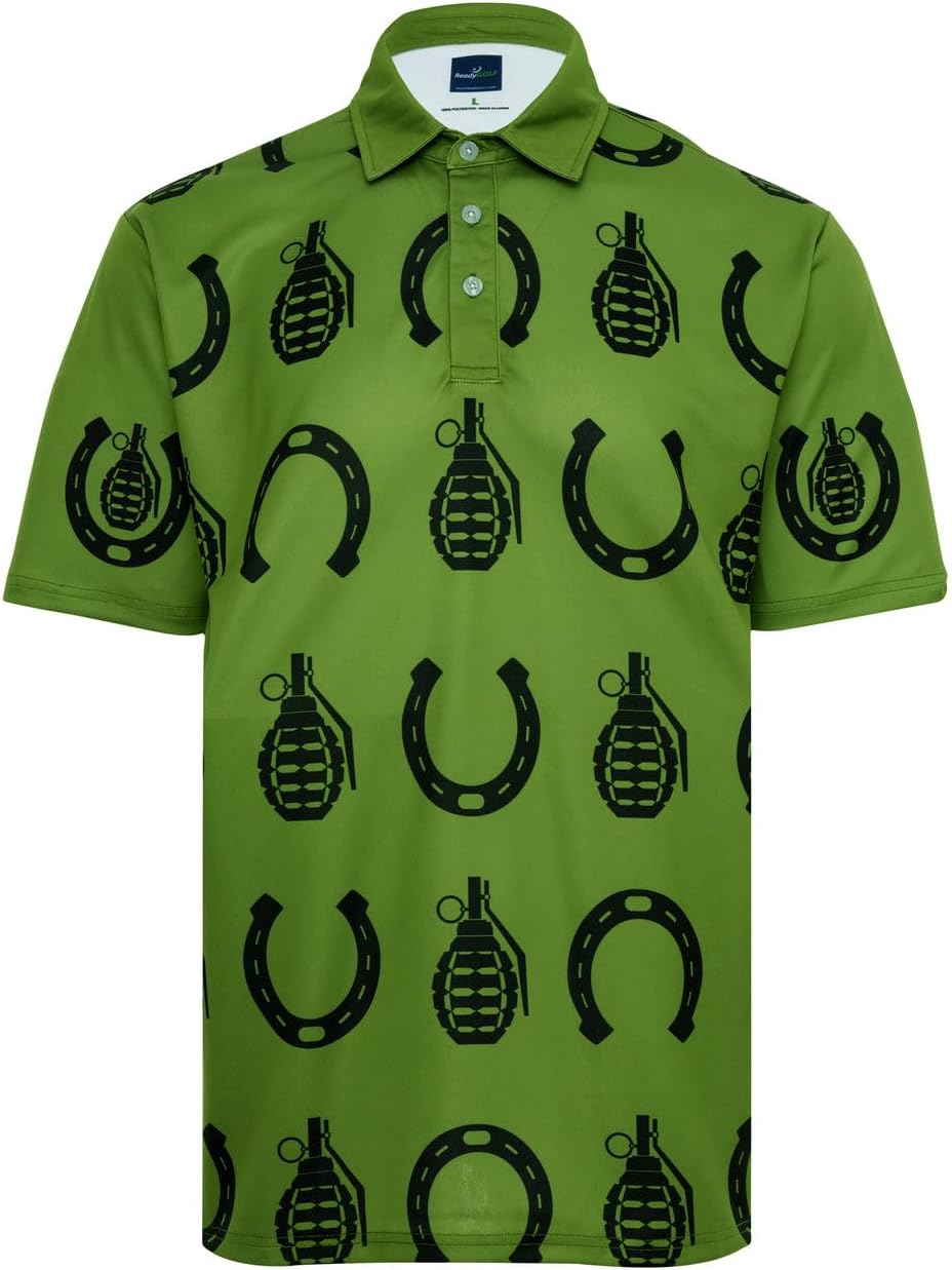 ReadyGOLF Horseshoes & Hand Grenades Mens Golf Polo Shirt