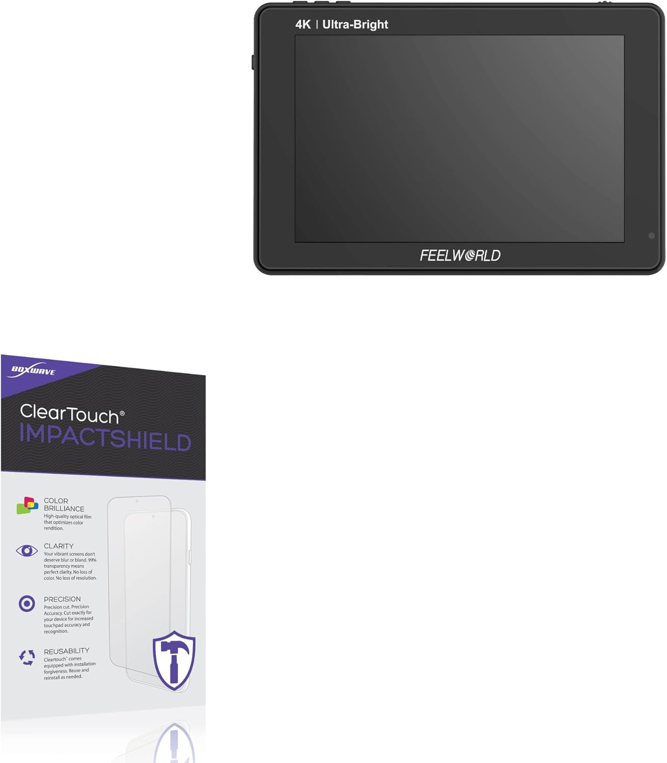 BoxWave Screen Protector Compatible With FeelWorld LUT7SPRO - ClearTouch ImpactShield (2-Pack), Impenetrable Screen Protector Flexible Film